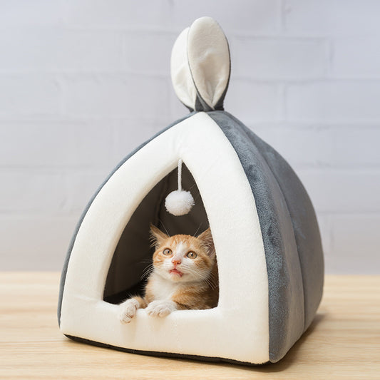 Bunny-Ear Cozy Pet Bed