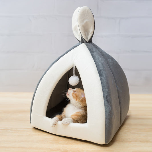 Bunny-Ear Cozy Pet Bed