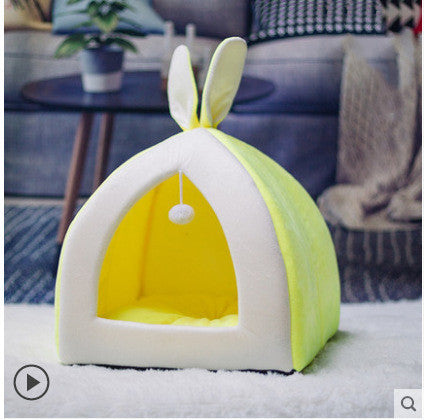 Bunny-Ear Cozy Pet Bed