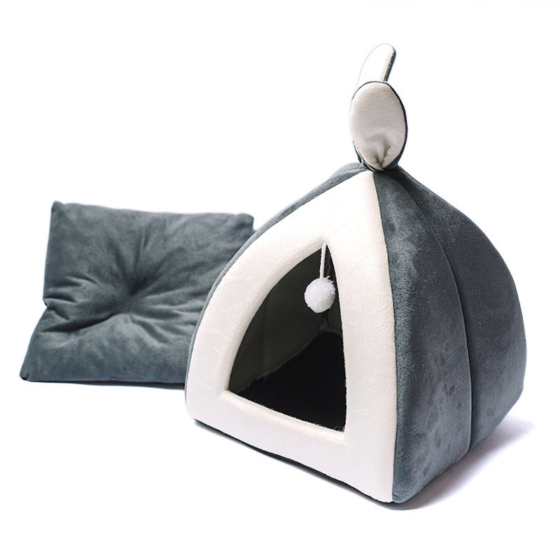 Bunny-Ear Cozy Pet Bed