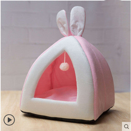 Bunny-Ear Cozy Pet Bed